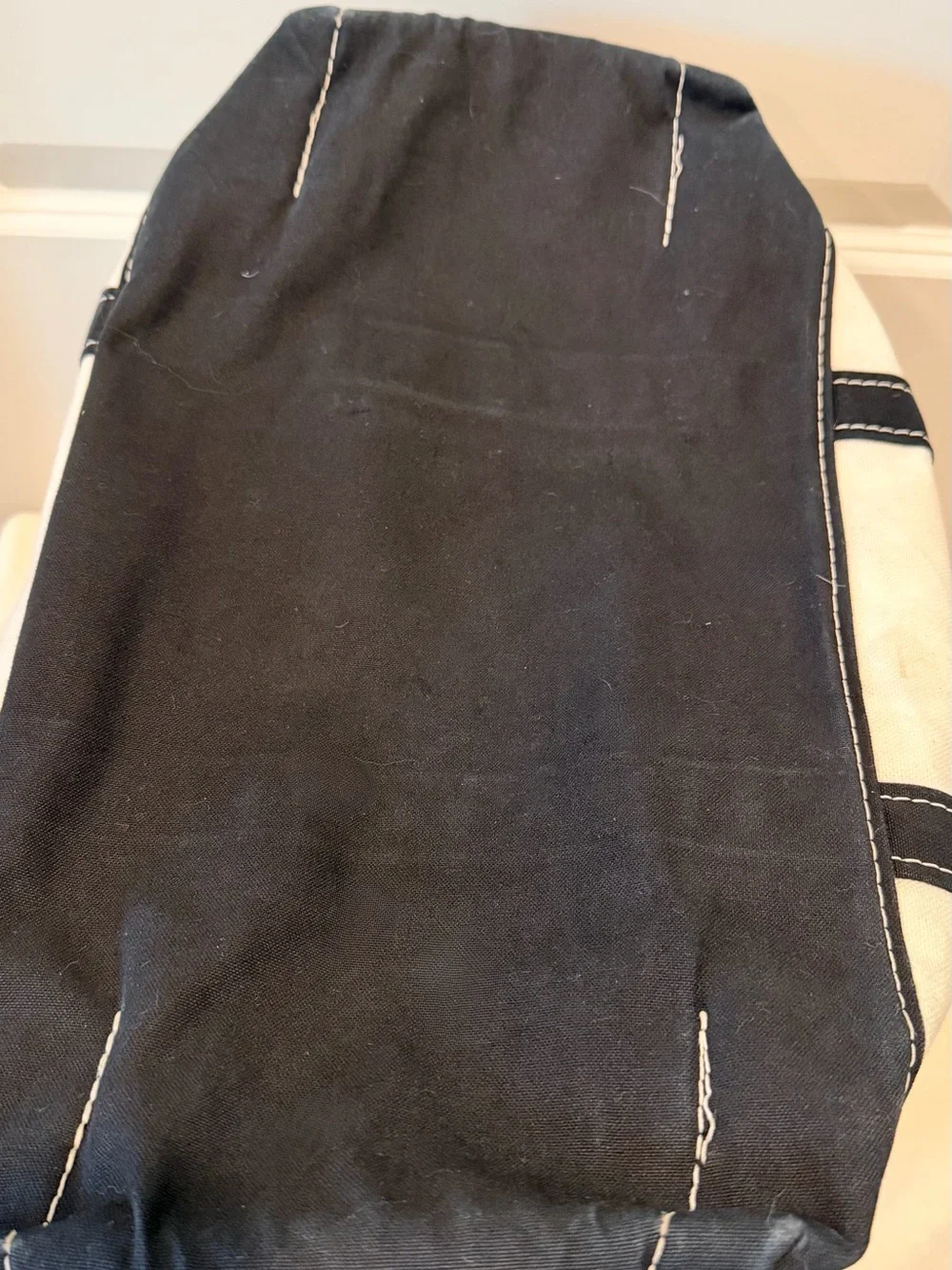 Vintage 90s L.L. Bean Boat and Tote Canvas Large Navy Blue Open Top Monogram